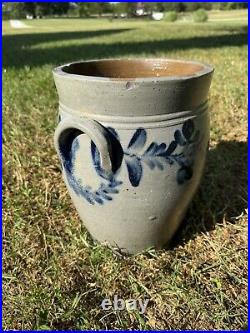 Antique Salt Glaze Stoneware Ovoid Crock Cobalt Decorated Remmey Philadelphia