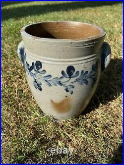 Antique Salt Glaze Stoneware Ovoid Crock Cobalt Decorated Remmey Philadelphia