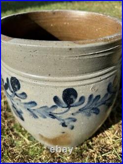 Antique Salt Glaze Stoneware Ovoid Crock Cobalt Decorated Remmey Philadelphia