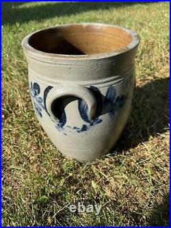 Antique Salt Glaze Stoneware Ovoid Crock Cobalt Decorated Remmey Philadelphia