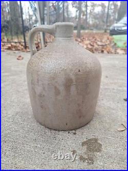 Antique Salt Glazed 1 Gallon Jug Stoneware Pottery