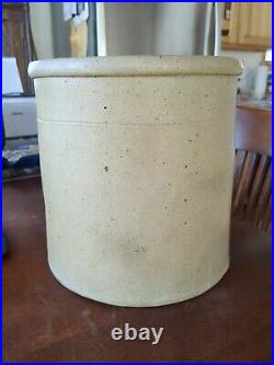 Antique Salt Glazed 2 Gallon Cobalt Leaf Stoneware Crock