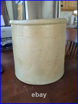 Antique Salt Glazed 2 Gallon Cobalt Leaf Stoneware Crock