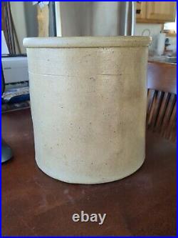 Antique Salt Glazed 2 Gallon Cobalt Leaf Stoneware Crock