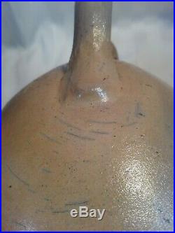 Antique Salt Glazed Clay Stoneware Pottery Jug Crock Olean NY Blue Cobalt
