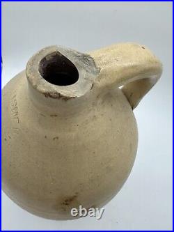 Antique Salt Glazed Stoneware J Fisher Lyons NY Beehive Whiskey Crock Jug