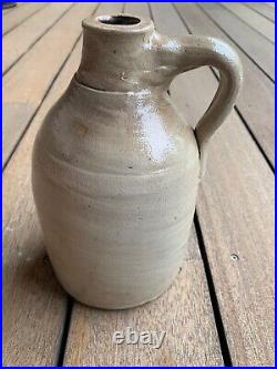 Antique Salt Glazed Stoneware Jug Taupe Beige Gray withtinge of Orange Rust Color