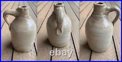 Antique Salt Glazed Stoneware Jug Taupe Beige Gray withtinge of Orange Rust Color