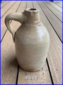 Antique Salt Glazed Stoneware Jug Taupe Beige Gray withtinge of Orange Rust Color