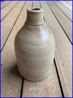 Antique Salt Glazed Stoneware Jug Taupe Beige Gray withtinge of Orange Rust Color