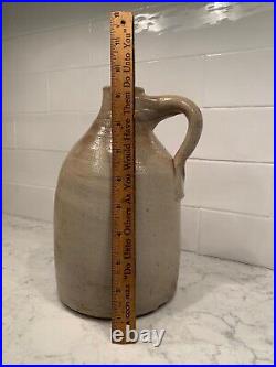 Antique Salt Glazed Stoneware Jug Taupe Beige Gray withtinge of Orange Rust Color