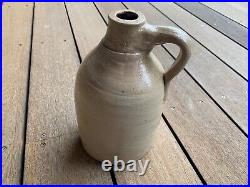 Antique Salt Glazed Stoneware Jug Taupe Beige Gray withtinge of Orange Rust Color