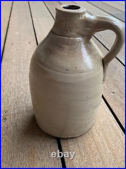 Antique Salt Glazed Stoneware Jug Taupe Beige Gray withtinge of Orange Rust Color