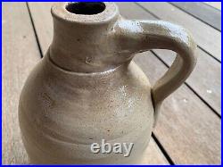 Antique Salt Glazed Stoneware Jug Taupe Beige Gray withtinge of Orange Rust Color