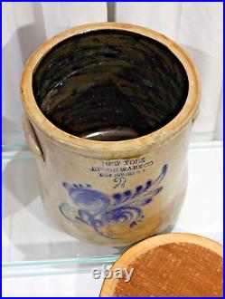 Antique Salt Glazed Stoneware N. Y STONEWARE CO FT. EDWARD NY #2 Crock