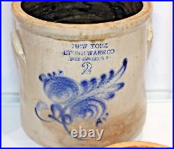 Antique Salt Glazed Stoneware N. Y STONEWARE CO FT. EDWARD NY #2 Crock