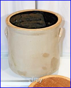 Antique Salt Glazed Stoneware N. Y STONEWARE CO FT. EDWARD NY #2 Crock