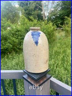 Antique Salt Glazed Stoneware jug with cobalt blue decoration