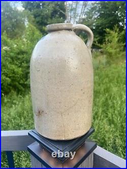 Antique Salt Glazed Stoneware jug with cobalt blue decoration