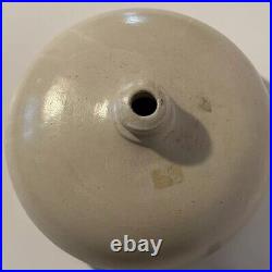 Antique Salt Glazed Stonewear Whiskey Canteen Jug Primitive Unique Short Wide