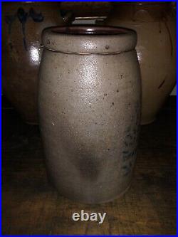 Antique Saltglaze Stoneware Crock Cobalt Decorated Western PA Hamilton & Jones