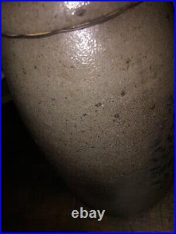 Antique Saltglaze Stoneware Crock Cobalt Decorated Western PA Hamilton & Jones