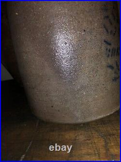 Antique Saltglaze Stoneware Crock Cobalt Decorated Western PA Hamilton & Jones