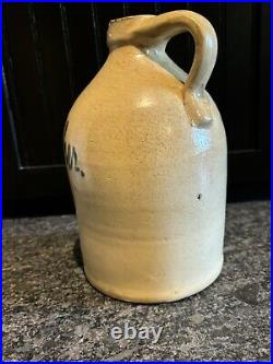 Antique Scheuer & Fleischer Paterson NJ Stoneware Script Jug