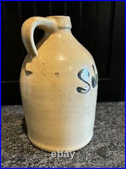 Antique Scheuer & Fleischer Paterson NJ Stoneware Script Jug