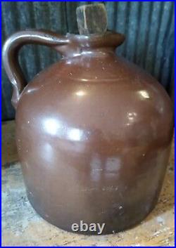 Antique Scratch Decorated State St Connelly Square Syrup Stoneware Jug