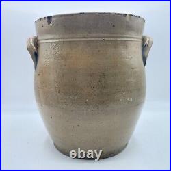 Antique Seymour Troy Blue Floral Stoneware Crock Old