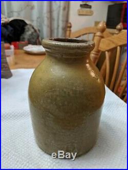 Antique Signed TM Granger Southern Stoneware Pottery Crock or Oyster Jar