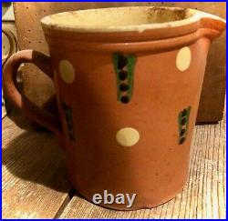 Antique Slipware French Art Pottery Confit Stoneware Jaspe Milk France Pitcher