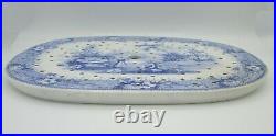 Antique Staffordshire Oval-shaped Blue/white Pottery Drainer 12.75 X 9.25