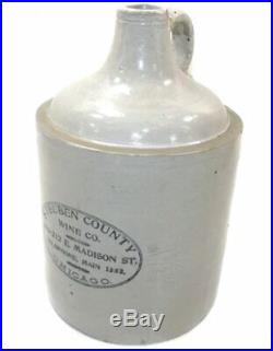 Antique Steuben County Wine Co. Whiskey Jug Type Stoneware Crock Chicago