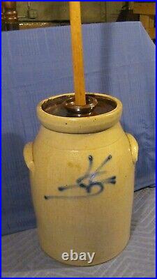 Antique Stoneware 4 Gallon Butter Churn c. 1890