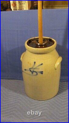 Antique Stoneware 4 Gallon Butter Churn c. 1890