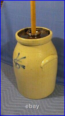 Antique Stoneware 4 Gallon Butter Churn c. 1890