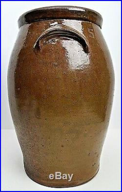 Antique Stoneware 5 Gallon Ovoid Crock Jar Primitive Southern Pottery Edgefield