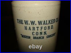 Antique Stoneware Advertising Jug Crock WALKER CO HARTFORD CONN BOSTON GROCERY