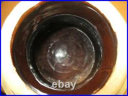 Antique Stoneware Apple Sauce Pottery Brown Top Crock Jar with Wire Snap Lid 1 Gal