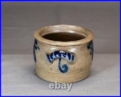Antique Stoneware Butter Crock with Cobalt Blue Decorations (circa late 1800's)