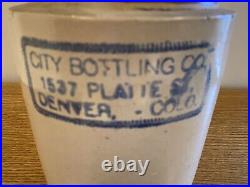 Antique Stoneware City Bottling Company Denver Colorado Advertising Jug