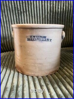 Antique Stoneware D. Weston Ellenville Ny Salt Glaze Crock 8