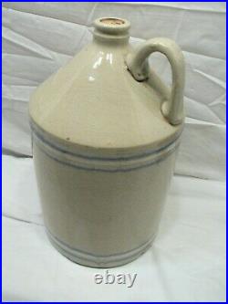 Antique Stoneware Finley Acker's Blue Banded 2 Gal Jug Pottery Crock