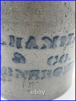 Antique Stoneware Jas Hamilton Greensboro Pa Salt Glazed Crock