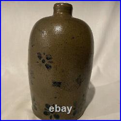 Antique Stoneware Jug With Cold Painted Flower Design- 9.5 Tall