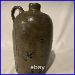 Antique Stoneware Jug With Cold Painted Flower Design- 9.5 Tall