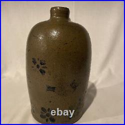 Antique Stoneware Jug With Cold Painted Flower Design- 9.5 Tall