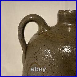 Antique Stoneware Jug With Cold Painted Flower Design- 9.5 Tall